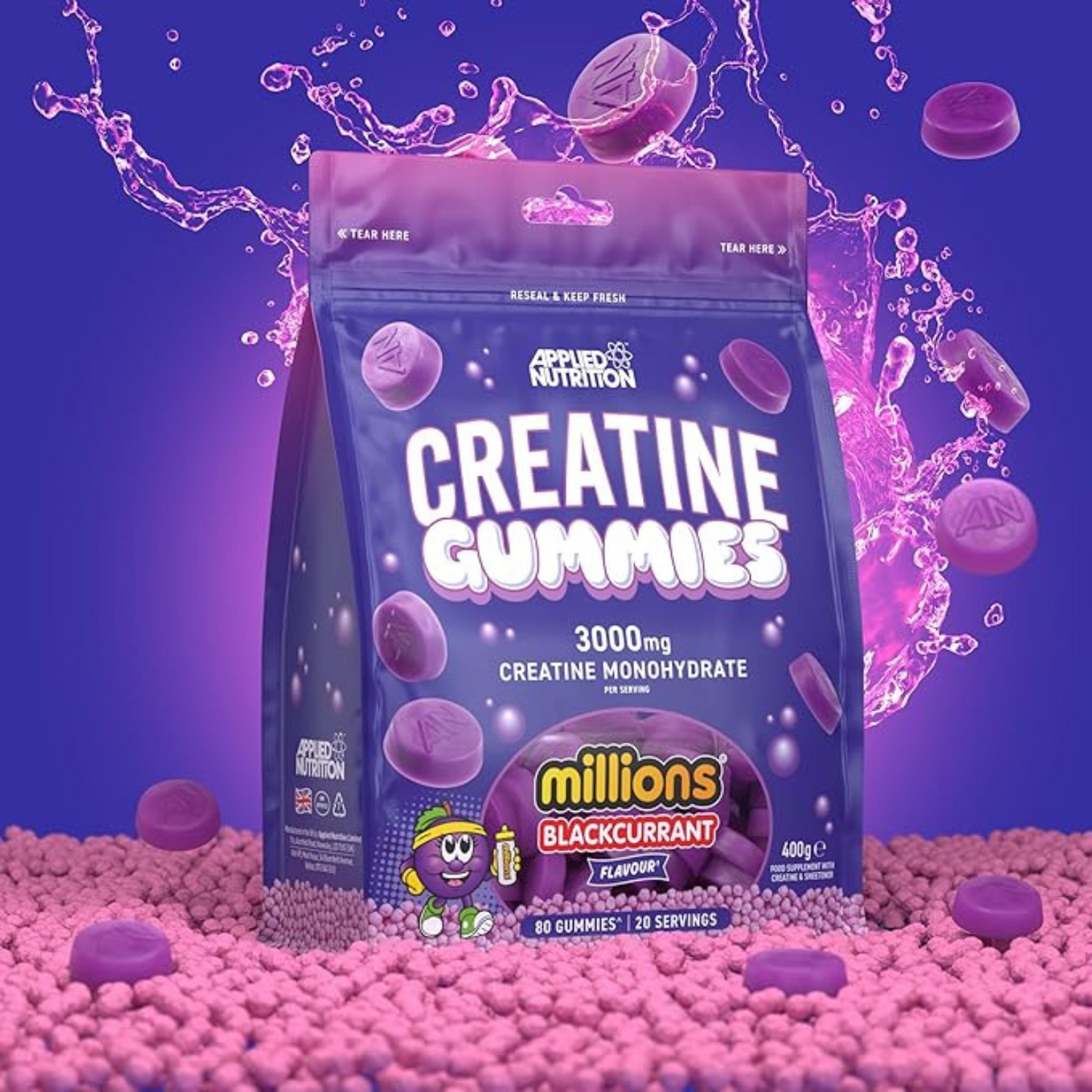 GOMITAS DE MONOHIDRATO DE CREATINA - Millions Black Currant - APPLIED NUTRITION