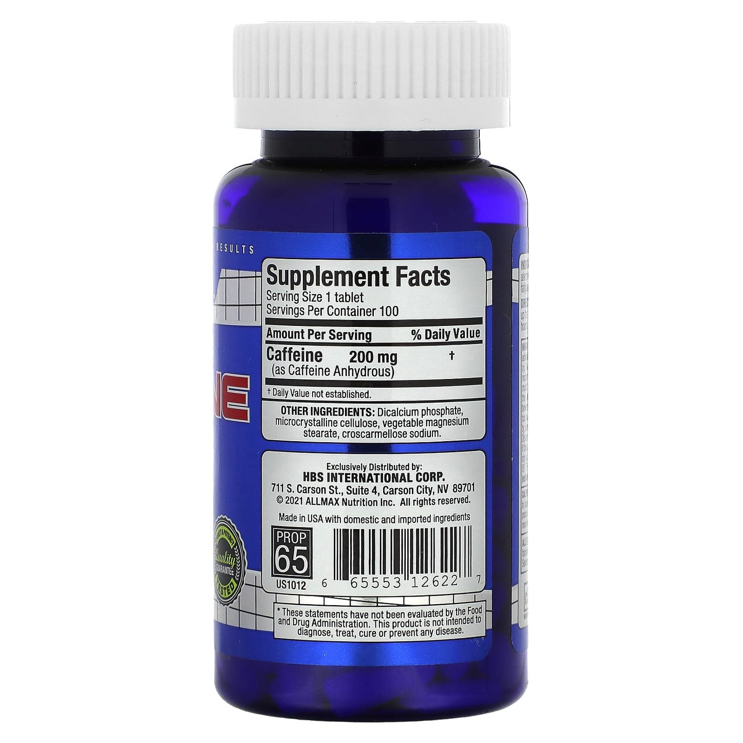 ALLMAX Essentials Cafeína 200 mg – 100 tabletas