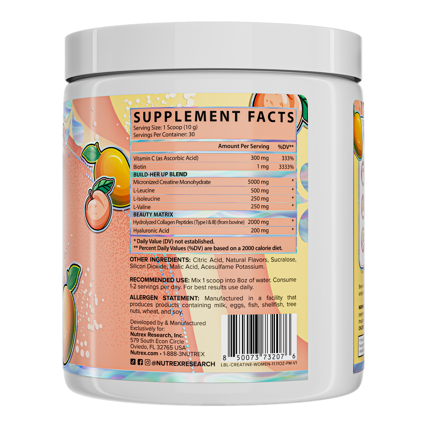 Nutrex Creatina + Colágeno Peach Mango – 30 servicios